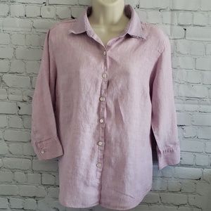 L.L. Bean linen button down shirt women's …